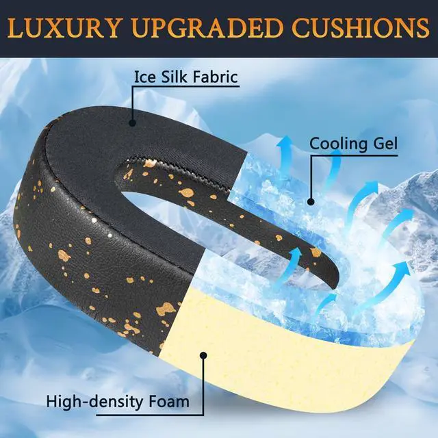 Alt view image 3 of 6 - Cooling Gel Replacement Ear Pads Cushions for Jabra Elite 85h Wireless Over-Ear Headphones, Earpads with Soft Noise Isolation Foam - Black Gold