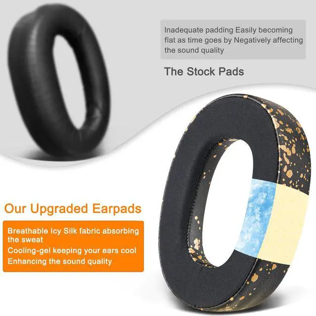 Alt view image 4 of 6 - Cooling Gel Replacement Ear Pads Cushions for Jabra Elite 85h Wireless Over-Ear Headphones, Earpads with Soft Noise Isolation Foam - Black Gold