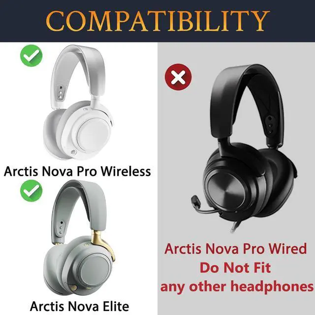 Alt view image 2 of 6 - Replacement Earpads for Steelseries Arctis Nova Pro Wireless/Arctis Nova Elite Headphones, Ear Pads Cushions with Noise Memory Isolation Foam, Added Thickness - White
