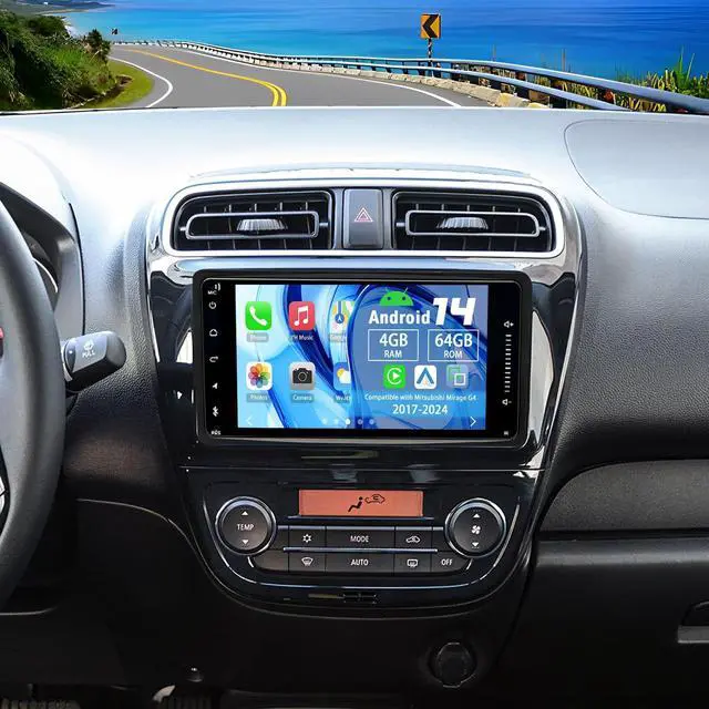 Main image of 2 Din Car Stereo Upgrade Radio for Mitsubishi Mirage G4 2017-2024 | Android 14 4G+64G 7" Touchscreen with Carplay Android Auto GPS WiFi Bluetooth RDS DSP SWC Mirrorlink Mic Backup Camera