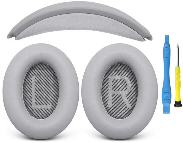 Main image of Replacement Kit for for Bose QC35 & QC35 ii (QuietComfort 35 II) | Ear Pads Cushions + Headband, Extra Comfort, Repair Part, Easy DIY Installation with Tool - Silver