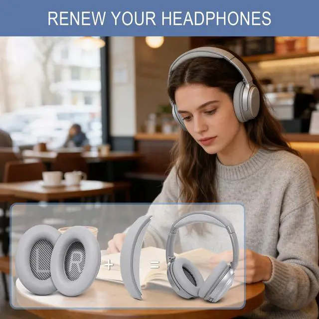 Alt view image 5 of 7 - Replacement Kit for for Bose QC35 & QC35 ii (QuietComfort 35 II) | Ear Pads Cushions + Headband, Extra Comfort, Repair Part, Easy DIY Installation with Tool - Silver