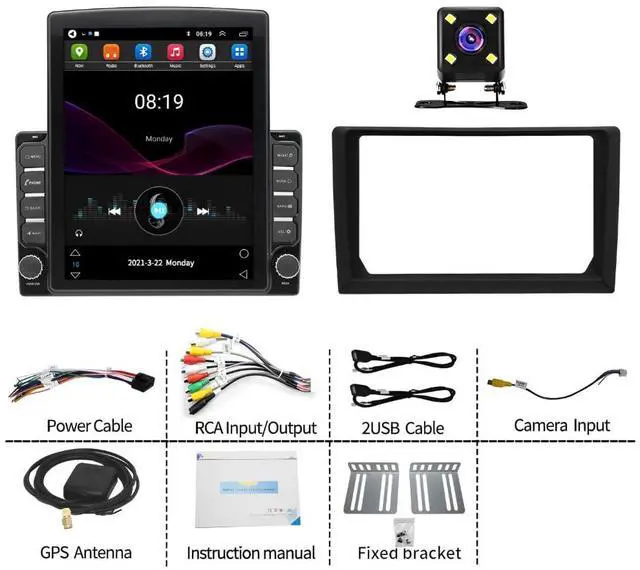 Alt view image 7 of 7 - 9.7 inch Double Din Car Radio for Nissan Altima 2005 2006 Touch Screen GPS Navigation Stereo with Wireless CarPlay & Android Auto Head Unit,FM/SWC/WiFi/Bluetooth/Camera