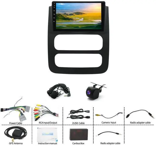 Alt view image 7 of 7 - Car Stereo Radio Fit for Dodge Ram 1500 2500 3500 200 2 2003 2004 2005, 9 inch Touch Screen Car Radio Receiver with Carplay Android Auto WiFi GPS Navigation Bluetooth FM SWC Backup Camera -4+64G