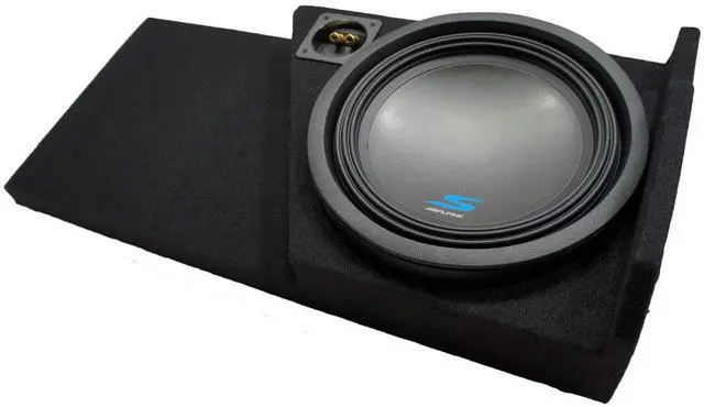Main image of Alpine Type S S-W12D4 12" Sub Box Fits 2014-2018 GMC Sierra Double Cab | Dual 4 ohm Single subwoofer, 1800 watt peak power, vehicle-specific enclosure, deep truck bass, 12 inch