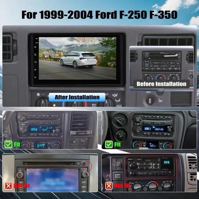 Alt view image 2 of 7 - 5G WiFi Car Stereo for Ford F-250 F-350 1998 1999 2000 2001 2002 2003 2004 with Wireless CarPlay Android Auto, 7inch Android 14 Touchscreen Stereo for F-250 F-350 Bluetooth GPS FM/SWC Backup Camera