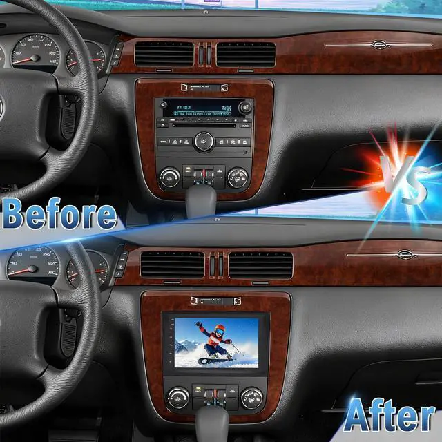 Alt view image 3 of 7 - Double Din Car Stereo Upgrade Radio for Chevrolet Impala 2006-2013 | Android 14 2G+32G 7" Touchscreen w/Wireless Carplay Android Auto GPS WiFi Bluetooth RDS DSP SWC Mirrorlink Backup Camera