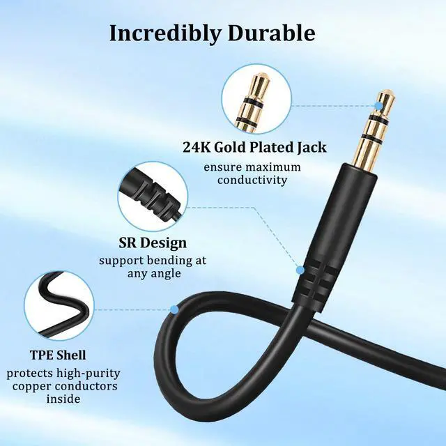 Alt view image 4 of 6 - Replacement Audio Cable for OneOdio Headphones 3.5mm to 3.5mm Aux Cord Wire | Aux Cable Cord Compatible with OneOdio Pro 10 Pro 30 Pro 50 A70 A71 Pro C Studio Headphones