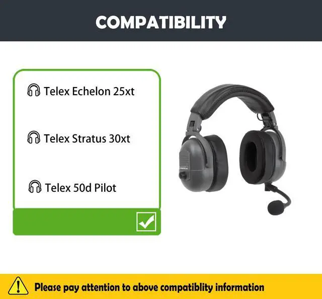 Alt view image 2 of 6 - Echelon 25xt Earpads Cushions Replacement Compatible with Telex Echelon 25xt Stratus 30xt 50d Pilot Headphones Earpads with Softer Protein Leather/Memory Foam