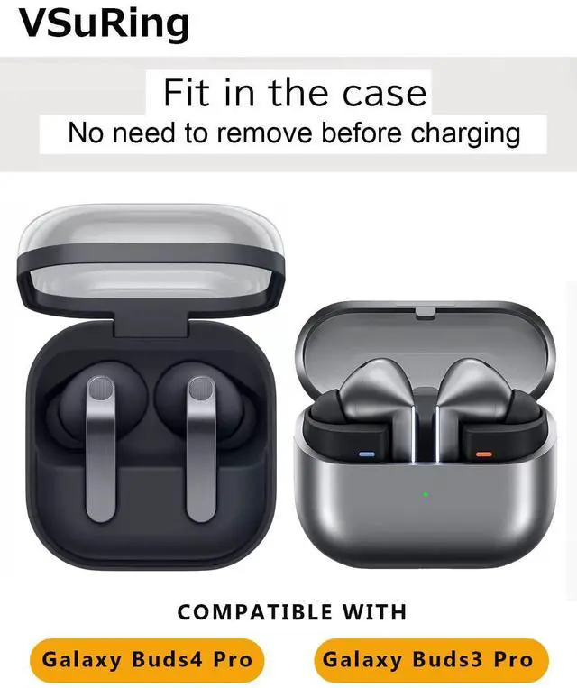 Alt view image 2 of 5 - Memory Foam Eartips for Galaxy Buds 4 Pro (2026) / Galaxy Buds 3 Pro Earbuds Tips Replacement Fit in Charging Case Anti-Slip Soft Comfortable Noise Isolation Earphone Tips Black 4 Pairs XL/L/M/S