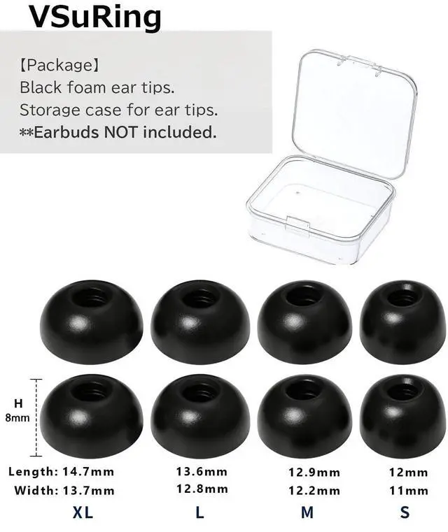 Alt view image 5 of 5 - Memory Foam Eartips for Galaxy Buds 4 Pro (2026) / Galaxy Buds 3 Pro Earbuds Tips Replacement Fit in Charging Case Anti-Slip Soft Comfortable Noise Isolation Earphone Tips Black 4 Pairs XL/L/M/S