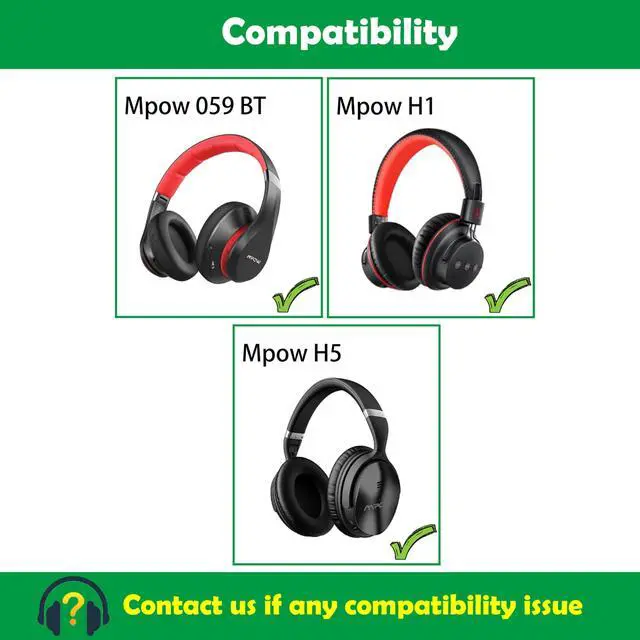 Alt view image 2 of 6 - Professional Replacement Earpads for Mpow 059, H1, H5 Bluetooth Headphones - Earpads with Breathable Fabric & Foam - Headphone Earpad - Earpad - Headphone-Replacement-Earpads - Black
