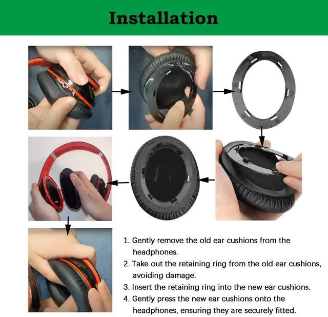 Alt view image 3 of 6 - Professional Replacement Earpads for Mpow 059, H1, H5 Bluetooth Headphones - Earpads with Breathable Fabric & Foam - Headphone Earpad - Earpad - Headphone-Replacement-Earpads - Black