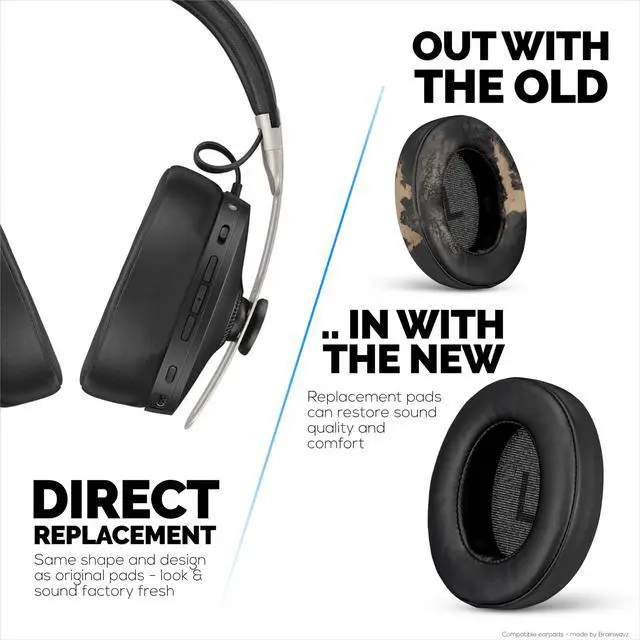 Alt view image 3 of 7 - Replacement Earpads for Sennheiser Momentum 3 Wireless Headphones. Soft PU Leather, Memory Foam for Extra Comfort, Easy Installation Cushion Ear Pads, by (Black)