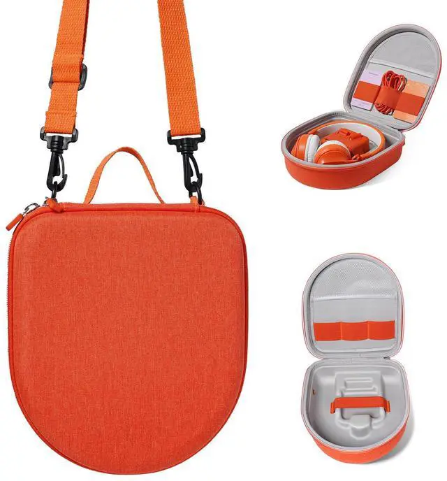 Main image of Travel Case Holder for Yoto Mini Player, Headphone, Audiobook Cards - Protective Storage Organizer Carrier with Adjustable Shoulder Strap for Kids (Orange)