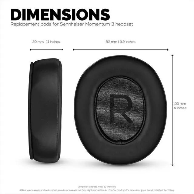 Alt view image 5 of 7 - Replacement Earpads for Sennheiser Momentum 3 Wireless Headphones. Soft PU Leather, Memory Foam for Extra Comfort, Easy Installation Cushion Ear Pads, by (Black)