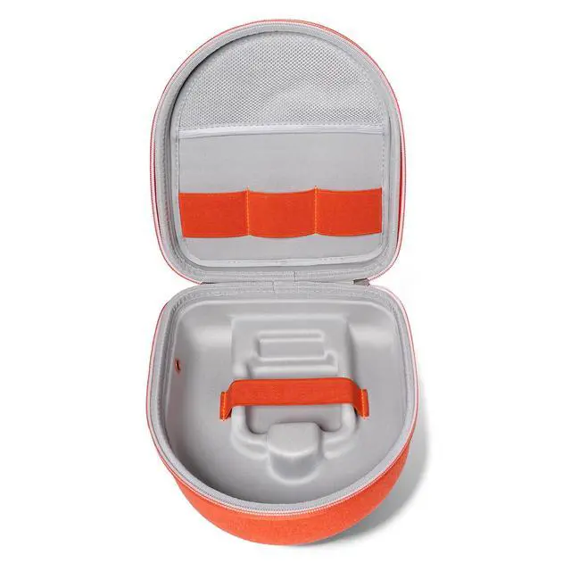Alt view image 4 of 7 - Travel Case Holder for Yoto Mini Player, Headphone, Audiobook Cards - Protective Storage Organizer Carrier with Adjustable Shoulder Strap for Kids (Orange)