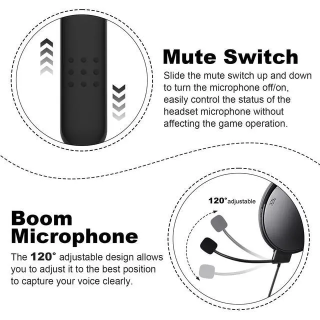 Alt view image 3 of 7 - QC35 Microphone with Mute Switch Compatible with Bose QuietComfort 35 & QC35 II Headphones, for PC, Laptop, PS4, PS5, Xbox One Controller, 4ft
