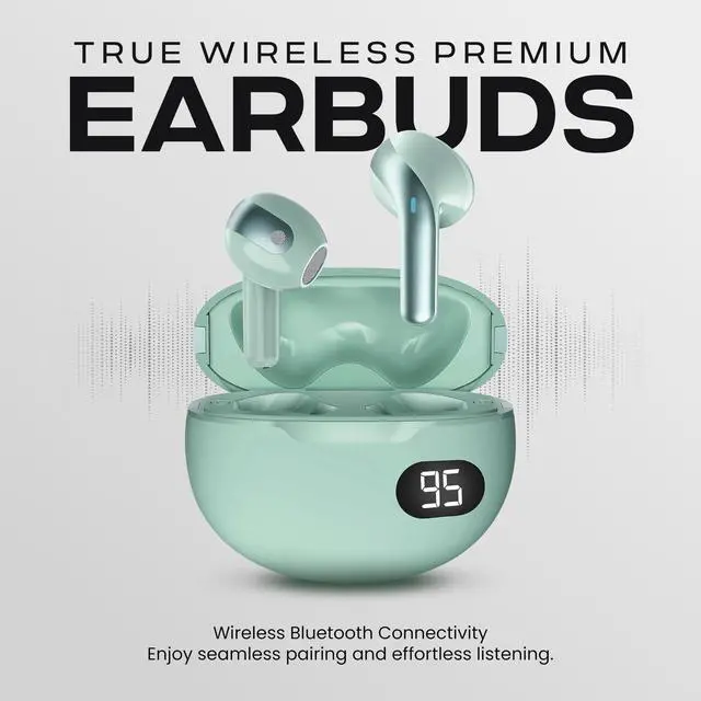 Alt view image 2 of 6 - Wireless Earbuds, Bluetooth 5.4 in-Ear Headphones, Smart LED Power Display, Touch Controls, Comfortable Earphones, 12H Battery Life, for Phone/PC/Gym/Home/Travel (Mint)