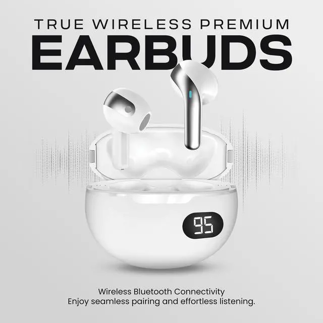 Alt view image 2 of 6 - Wireless Earbuds, Bluetooth 5.4 in-Ear Headphones, Smart LED Power Display, Touch Controls, Comfortable Earphones, 12H Battery Life, for Phone/PC/Gym/Home/Travel (White)