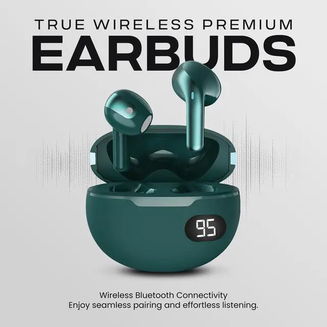 Alt view image 2 of 6 - Wireless Earbuds, Bluetooth 5.4 in-Ear Headphones, Smart LED Power Display, Touch Controls, Comfortable Earphones, 12H Battery Life, for Phone/PC/Gym/Home/Travel (Teal)