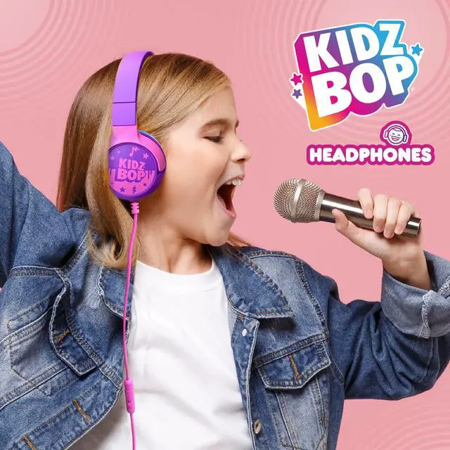 Alt view image 2 of 6 - Kidz Bop, Wired Headphones for Kids | Microphone | 3.5mm Plug | Volume Limiting 85dB/94dB | Soft Pads | Adjustable | School Use | Gift 3 4 5 6 7 8+ Year Old Girls Boys Toddlers
