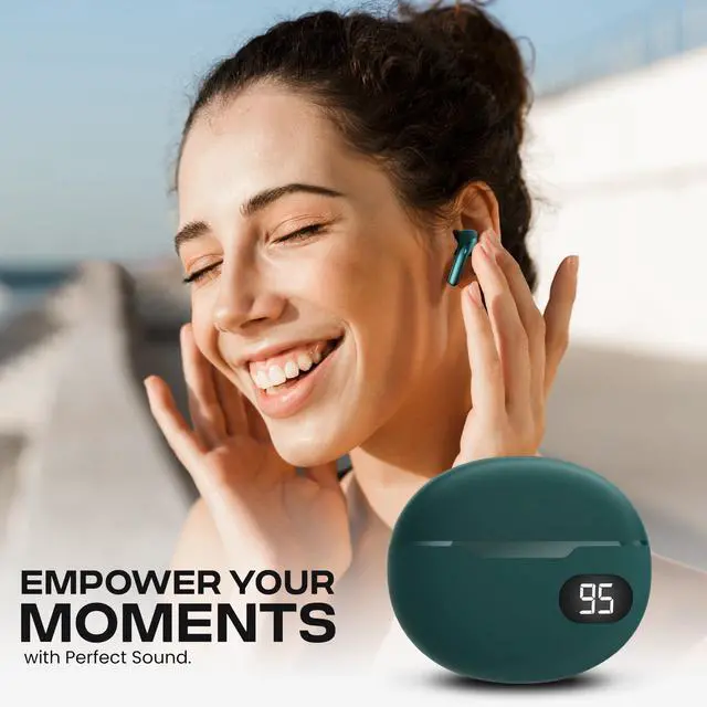 Alt view image 6 of 6 - Wireless Earbuds, Bluetooth 5.4 in-Ear Headphones, Smart LED Power Display, Touch Controls, Comfortable Earphones, 12H Battery Life, for Phone/PC/Gym/Home/Travel (Teal)