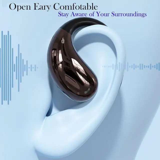 Alt view image 3 of 6 - Bluetooth Earbud Headphones Wireless in Opean/Non-Open Ear Use Earphone with Earhooks for Sports Running Earbud HiFi Stereo, ENC Mic, About 40Hrs Office Black (Black)