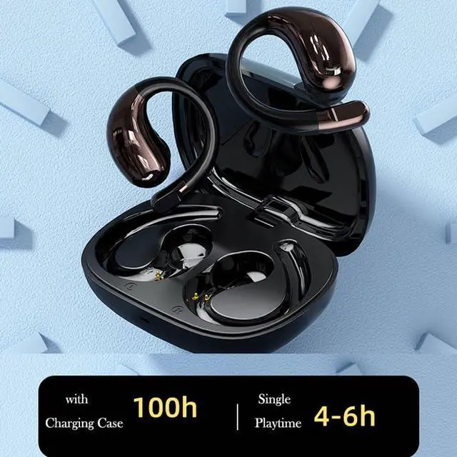 Alt view image 5 of 6 - Bluetooth Earbud Headphones Wireless in Opean/Non-Open Ear Use Earphone with Earhooks for Sports Running Earbud HiFi Stereo, ENC Mic, About 40Hrs Office Black (Black)