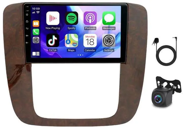 Main image of Double Din Car Stereo Radio for Chevy Silverado Tahoe Suburban GMC Yukon 2007-2012 with Wireless CarPlay Android Auto, 9 Inch Touch Screen for Tahoe WiFi GPS Bluetooth AHD Backup Camera-4+64G