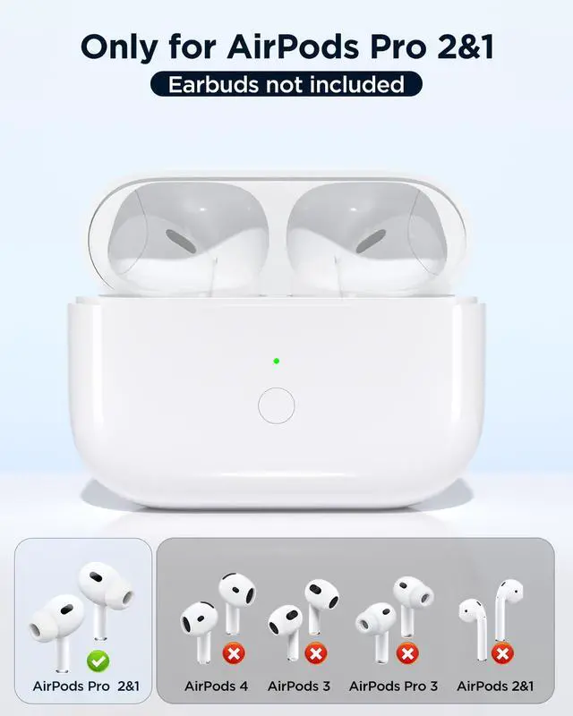 Alt view image 3 of 7 - Charging Case Replacement for AirPods Pro 2nd & 1st Gen(Without Earbuds) | Compatible with AirPods Pro 1st/2nd Charging Case,with Buletooth Pairing Button,Support Lightning and Wireless Charging,White