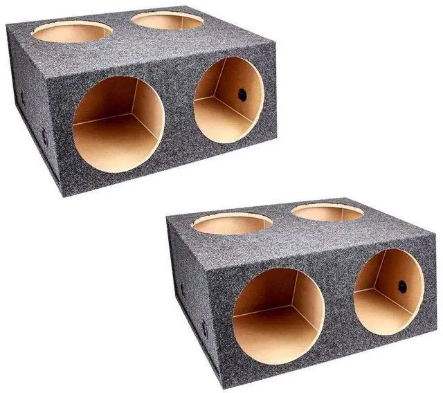 Main image of QPower 4-Hole 12" Sealed Divided Car Audio Subwoofer Enclosure, 2-Pack | Designed for Vehicle Stereo Equipment and Custom Deep Bass Sound System Installations