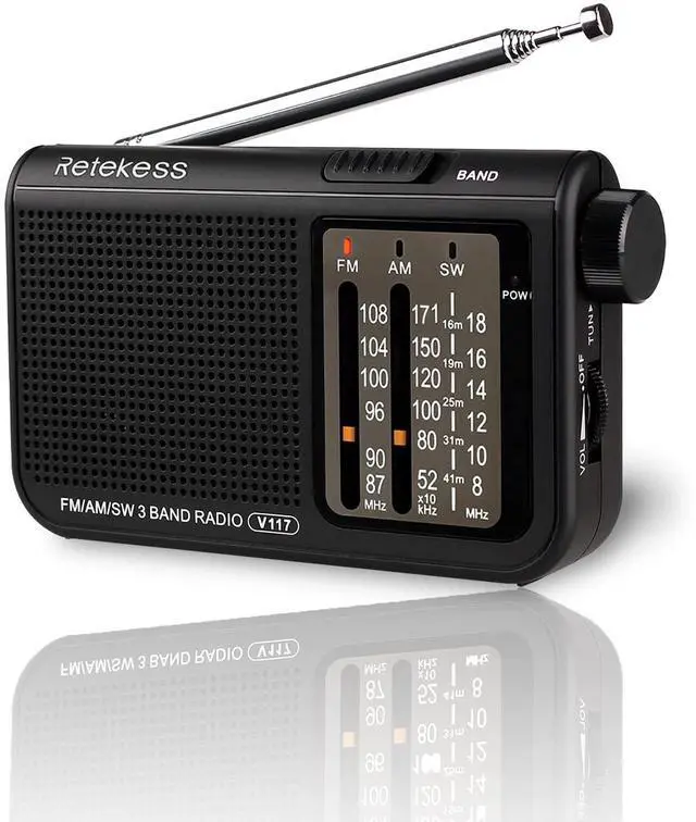 Main image of V117 Portable Radios AM FM, Shortwave Radio(Black) | for Seniors, Transistor,Clear Dial, Best Reception, Easy Tuning