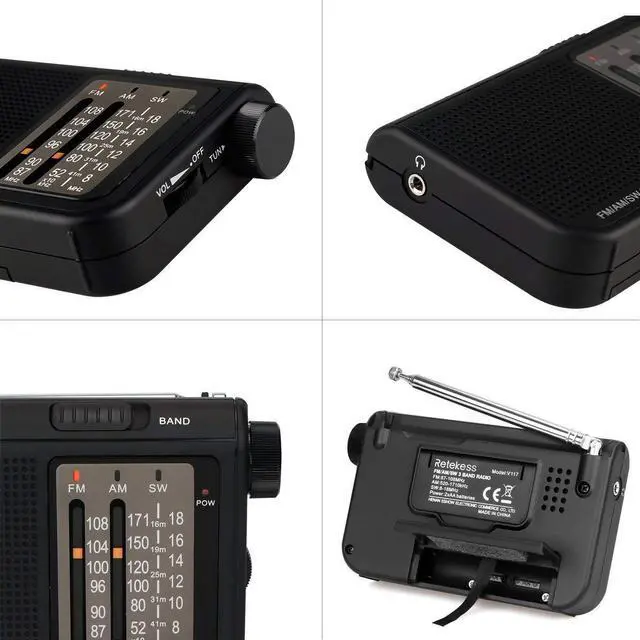 Alt view image 4 of 6 - V117 Portable Radios AM FM, Shortwave Radio(Black) | for Seniors, Transistor,Clear Dial, Best Reception, Easy Tuning