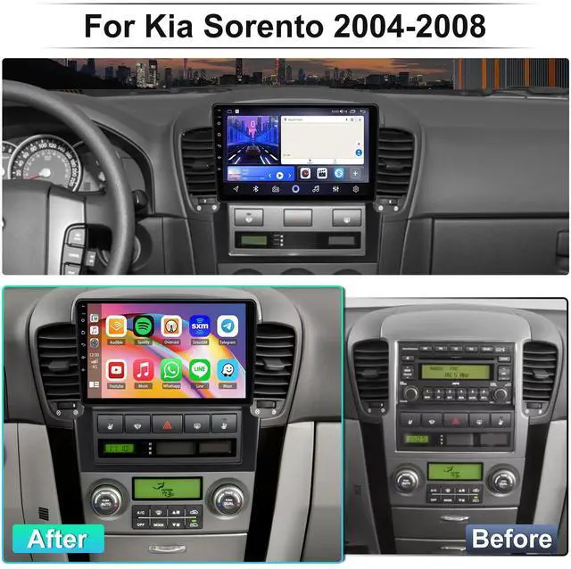 Alt view image 2 of 7 - Android 13 4+64GB Car Stereo Radio for Kia Sorento 2004-2008 with Wireless Carplay Android Auto, 10Inch HD IPS Thouch Screen Bluetooth Radio Support GPS WiFi AHD Backup Camera