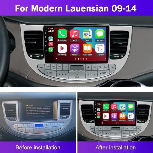 Alt view image 2 of 7 - Car Stereo Radio Compatible for Hyundai Genesis Sedan 2009-2014 with Carplay Android Auto GPS Navigation 9in Touchscreen Car Radio Player with Bluetooth WiFi FM/RDS SWC Mirror Link + Backup Camera