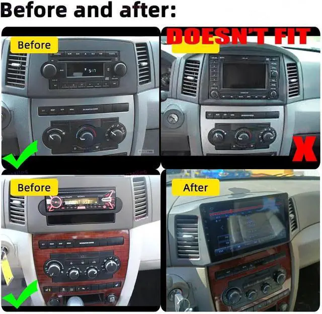 Alt view image 2 of 7 - Car Stereo for Jeep Grand Cherokee 2004-2007 W/Wireless Carplay/Android Auto, 10''IPS Touch Screen Car Radio Multimedia Receiver, Bluetooth, GPS Navi, WiFi, SWC, DSP+AHD Backup Camera-2+32G