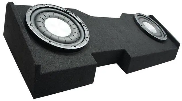 Main image of HA-F104 Compatible with Chevy Silverado Crew Cab Truck 2014-2018 Car Stereo Flatline Series 10" Sub 700W Single 4 Ohm Subwoofer and GM2X10-CREW14UP Dual 10" Sub Box Subwoofer Enclosure