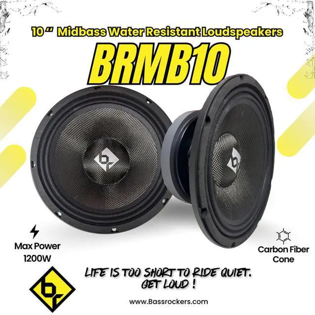 Alt view image 4 of 7 - 10-Inch Water-Resistant Midbass Car Speaker 600W RMS/1200W Max, Carbon Fiber Cone, 2.5 Voice Coil, Die-Cast Aluminum Basket, 8Ohm High-Sensitivity 95dB Midrange/Midbass Loudspeaker