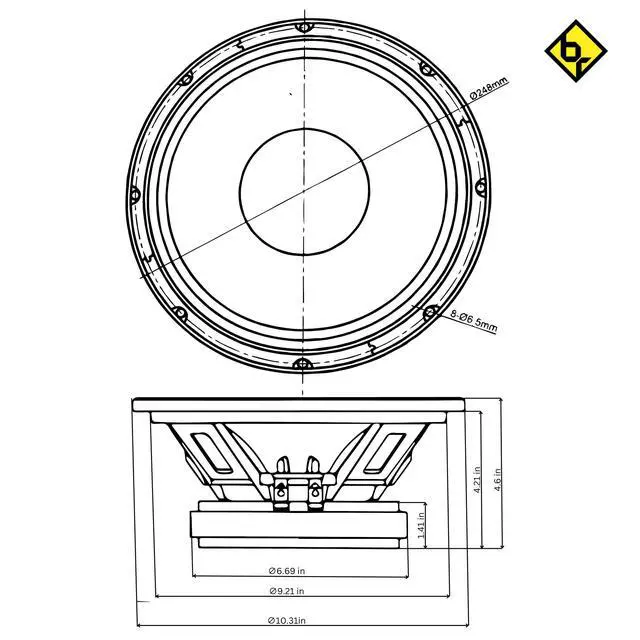 Alt view image 5 of 7 - 10-Inch Water-Resistant Midbass Car Speaker 600W RMS/1200W Max, Carbon Fiber Cone, 2.5 Voice Coil, Die-Cast Aluminum Basket, 8Ohm High-Sensitivity 95dB Midrange/Midbass Loudspeaker