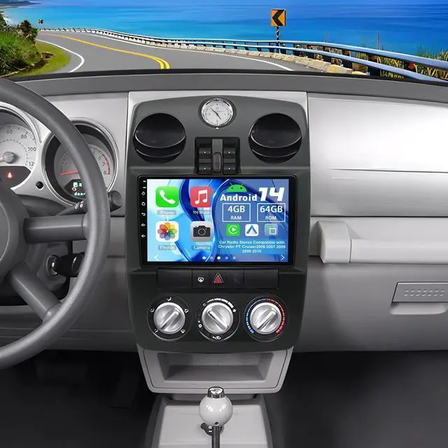Main image of 4G+64G Car Radio Stereo for Chrysler PT Cruiser 2006 2007-2010 | 9'' Touchscreen Android 13 Stereo Wireless Carplay Android Auto with WiFi GPS RDS FM Backup Camera Mic