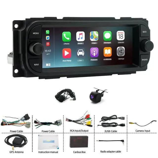 Alt view image 7 of 7 - Double Din Car Stereo Upgrade Radio for Jeep Liberty 2002-2007 | Android 14 2G+32G 6.86" Touchscreen Wireless Carplay Android Auto GPS WiFi Bluetooth RDS DSP SWC Mirrorlink Mic Backup Camera