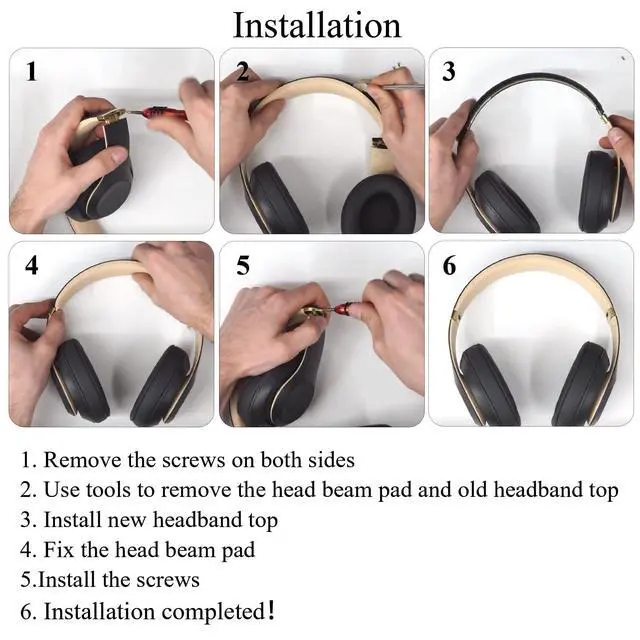 Alt view image 5 of 6 - Studio 3 Headband Replacement Parts Accessories Repair Kit for Beats Studio 3 Model A1914 Studio 2.0 Wireless Headphones-Gray Gold
