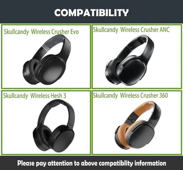 Alt view image 3 of 6 - Crusher ANC Earpads and Headband Replacement for Skullcandy Crusher Wireless Crusher ANC/Crusher Evo/Crusher 360/Hesh 3 Headphones Ear Pads with Protein Leather