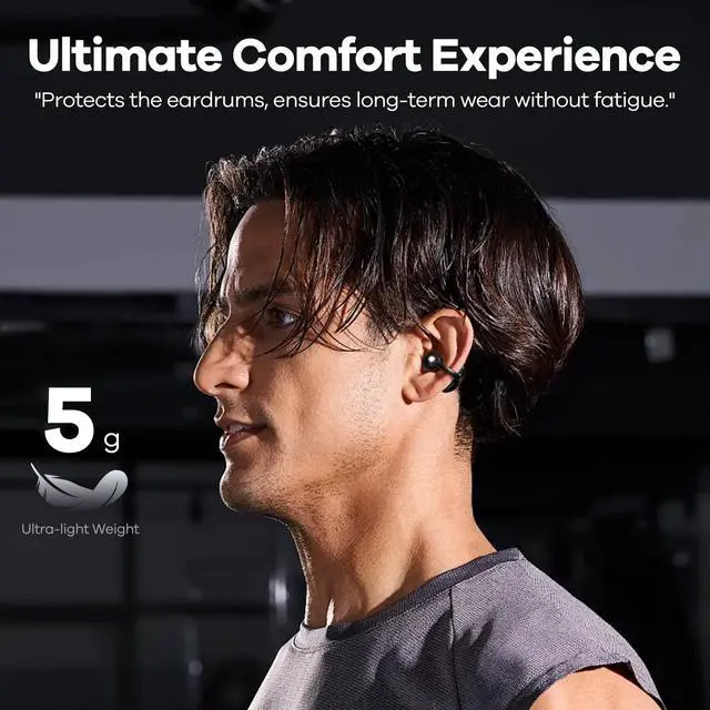 Alt view image 3 of 7 - Wireless Earbuds Open Ear Clip On Headphones with LED Digital Display Charging Case Touch Control Bluetooth 5.4 Air Conduction Sport Earphones for Running Fitness, Dark Grey