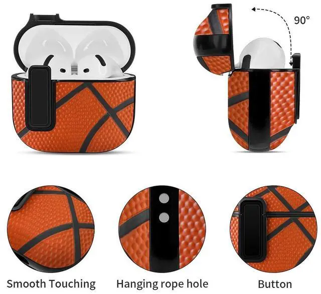 Alt view image 5 of 7 - for AirPods 4 Case, Basketball Print Compatible with Apple Airpods 4th Generation Case for Women Men, PC Hard Shell Full Protective Case Cover