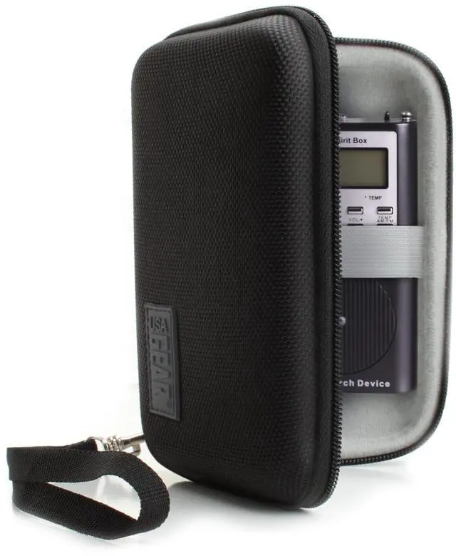 Main image of Ghost Hunting Equipment Case Fits Spiritbox EMF Meter, Sam and Colby XPLR Spirit Box, & More - Paranormal Equipment Case with Elastic Strap, Scratch Resistant Interior, Case Only (Black)