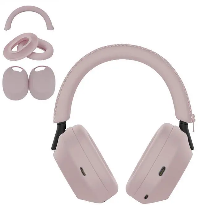 Main image of 3 Set Cover for Sony WH-1000XM5 Headphones, Embody EarPad Covers/Ear Cup Covers/Headband Cover, Sweat-Proof Soft Silicone Headphones Accessories (Smoky Pink)
