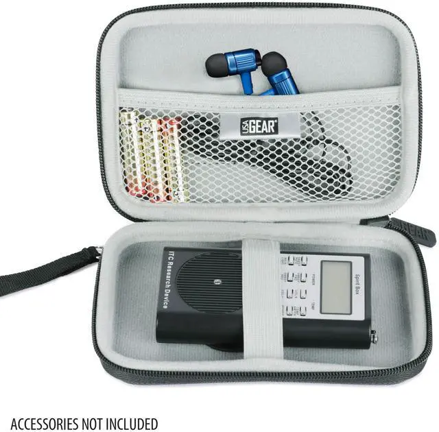 Alt view image 2 of 6 - Ghost Hunting Equipment Case Fits Spiritbox EMF Meter, Sam and Colby XPLR Spirit Box, & More - Paranormal Equipment Case with Elastic Strap, Scratch Resistant Interior, Case Only (Black)