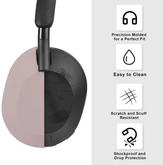 Alt view image 4 of 6 - 3 Set Cover for Sony WH-1000XM5 Headphones, Embody EarPad Covers/Ear Cup Covers/Headband Cover, Sweat-Proof Soft Silicone Headphones Accessories (Smoky Pink)